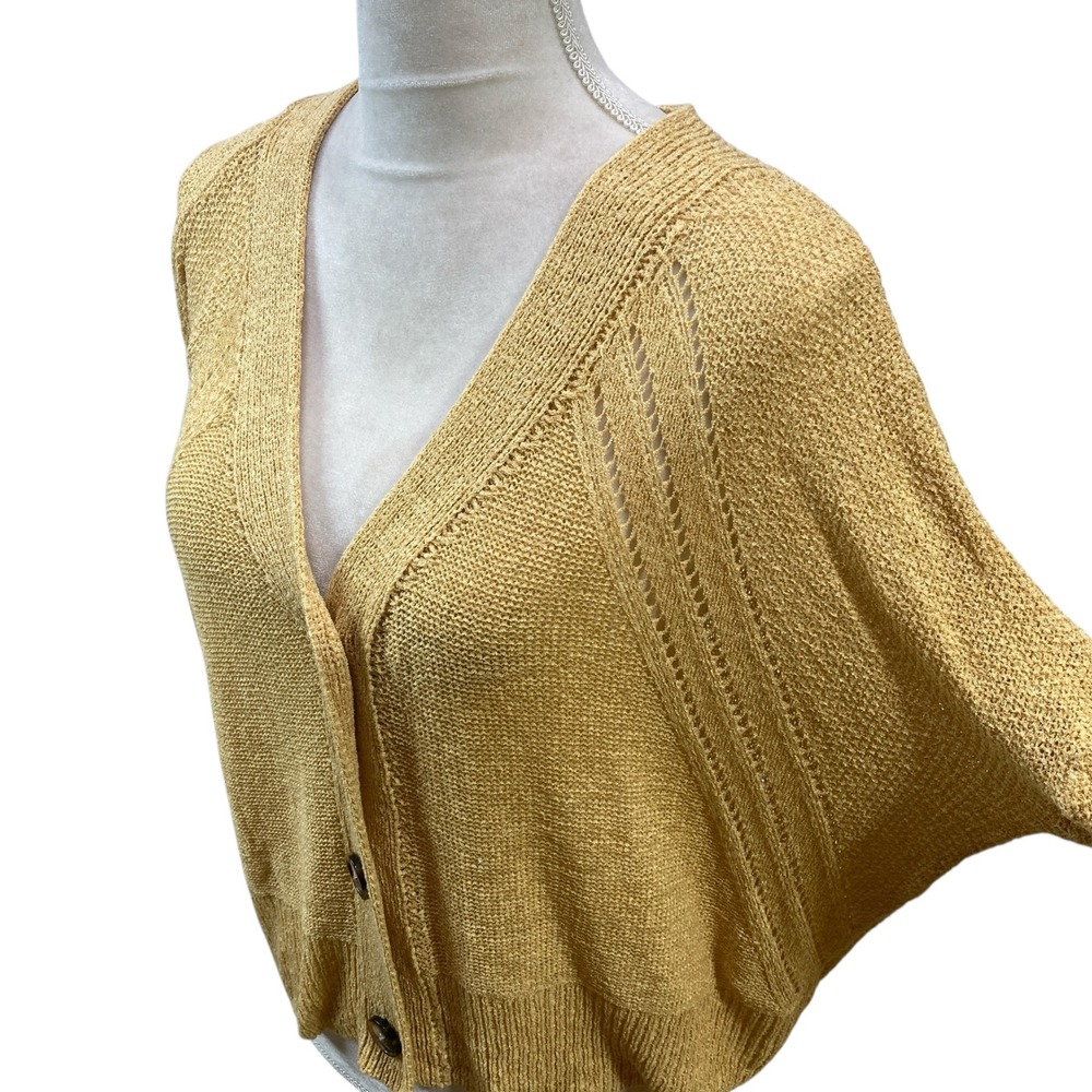Maurices Yellow Knit Button Front V Neck Cardigan Sweater Women's Medium - Picture 4 of 11